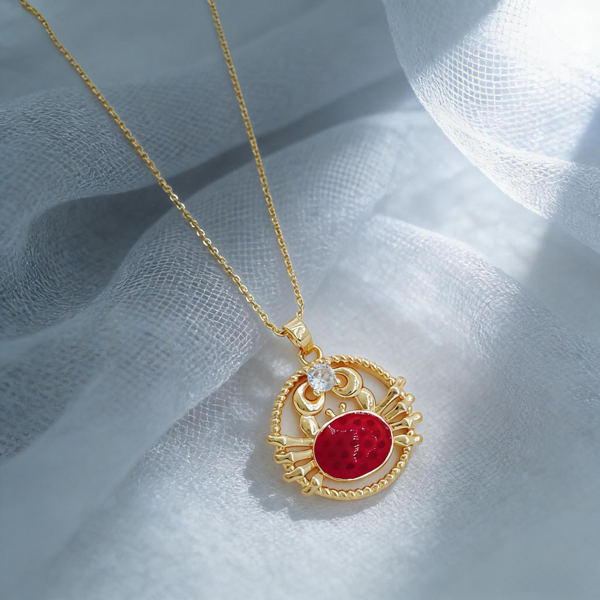 Wholesale Copper Plated Gold Ocean Pendant Necklace,  Trendy Fashion Accessory for Women