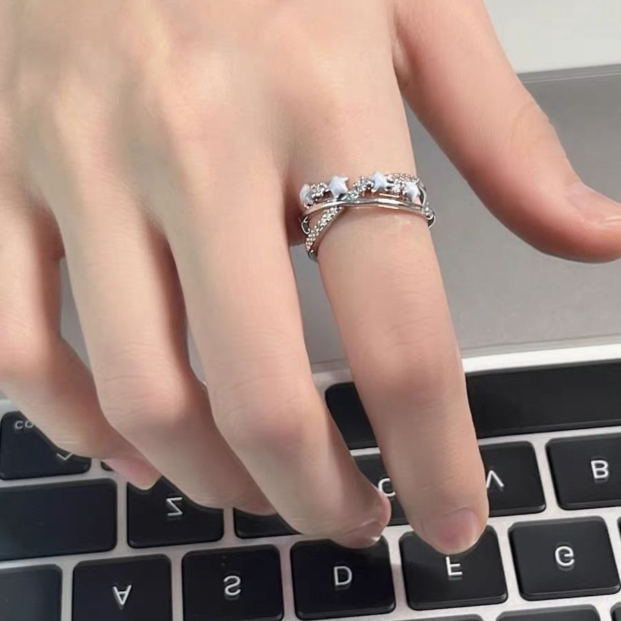 Wholesale Blue drop glaze star ring