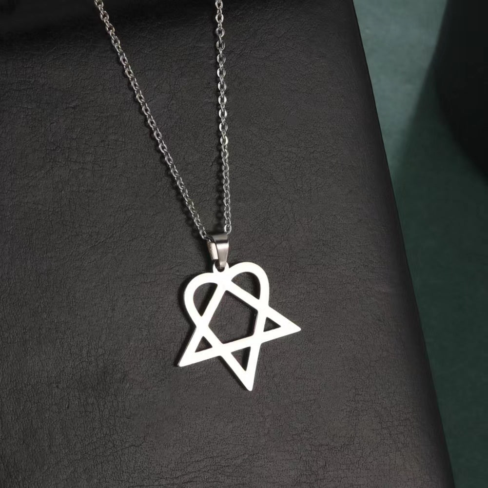 Wholesale titanium steel gold plated hollow love triangle metal necklace