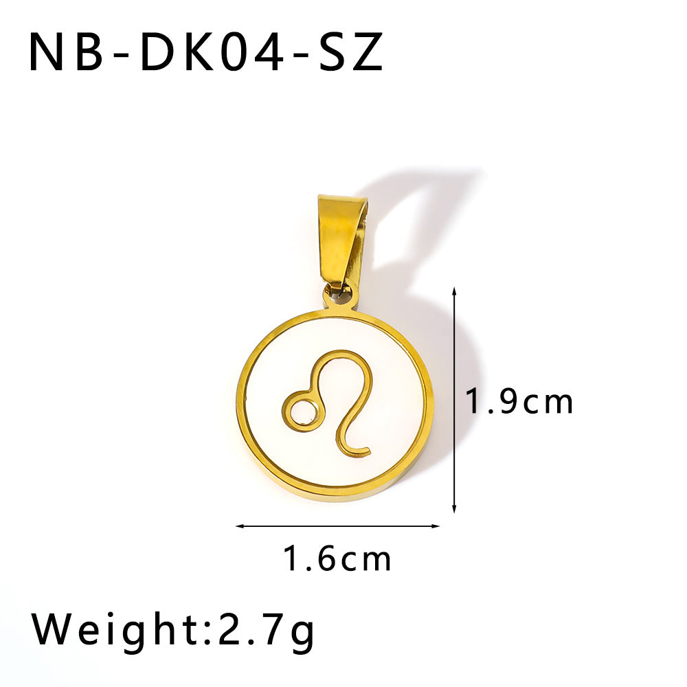 Wholesale  twelve constellation pendant inlaid natural white seashells stainless steel necklace