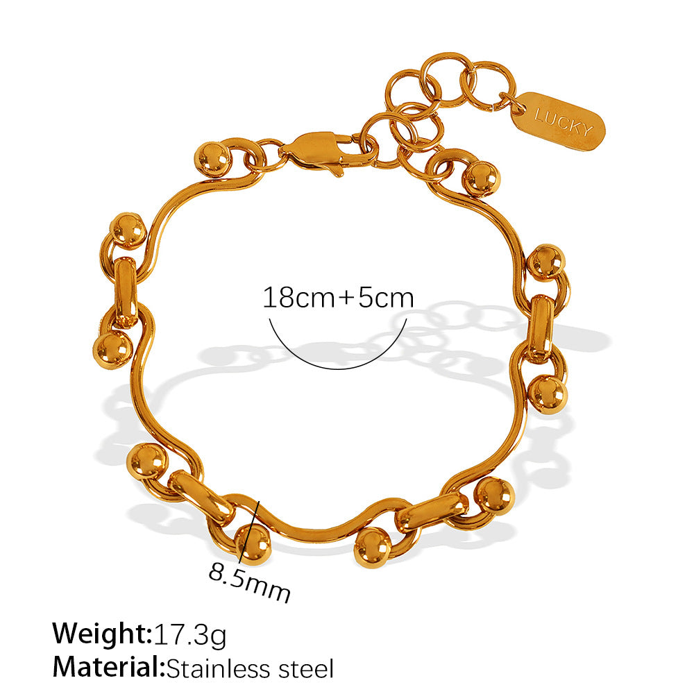 Wholesale Fashion titanium steel bracelet necklace suit gold-plated titanium steel exaggerated design all-match men' s and women' s hand ornaments
