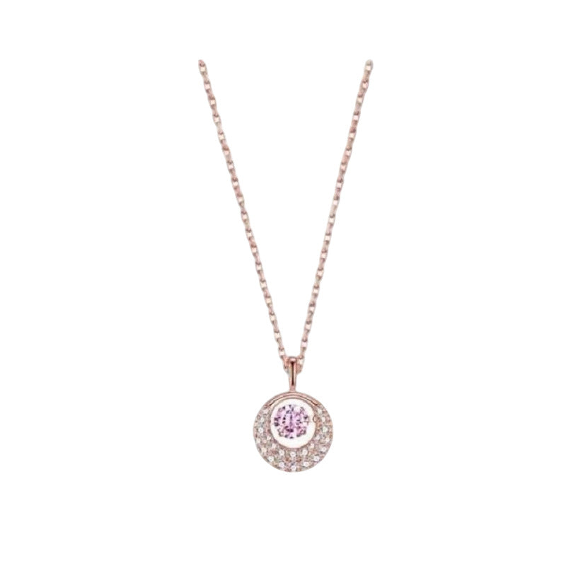 Wholesale Light Luxury Rose Gold Circle Zircon Necklace for Women - Elegant Boutique Resale Jewelry