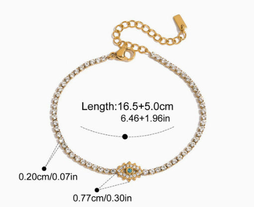 Wholesale Women S Evil Eye Stainless Steel Bracelet With Rhinestone Accents Vacation Style Party Jewelry Fashion Accessory