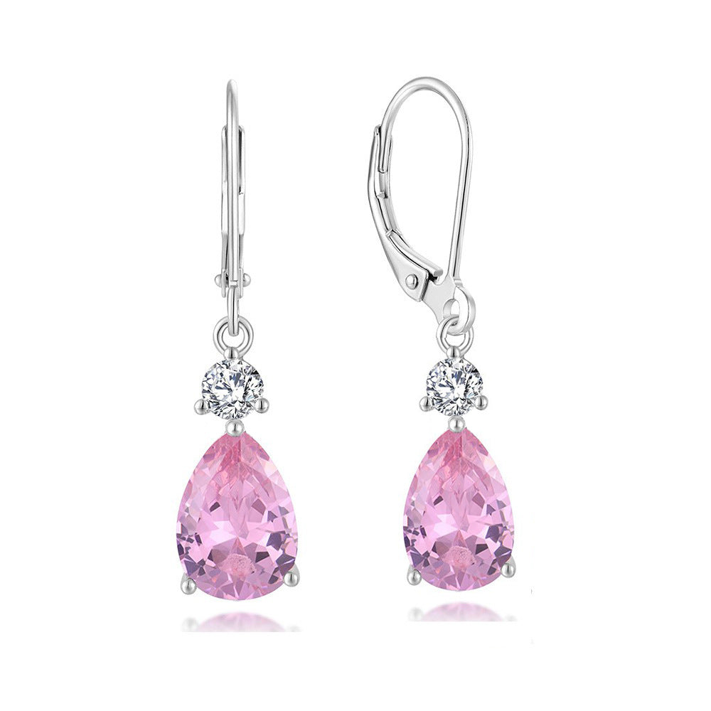 Wholesale light luxury water drop copper zircon earrings