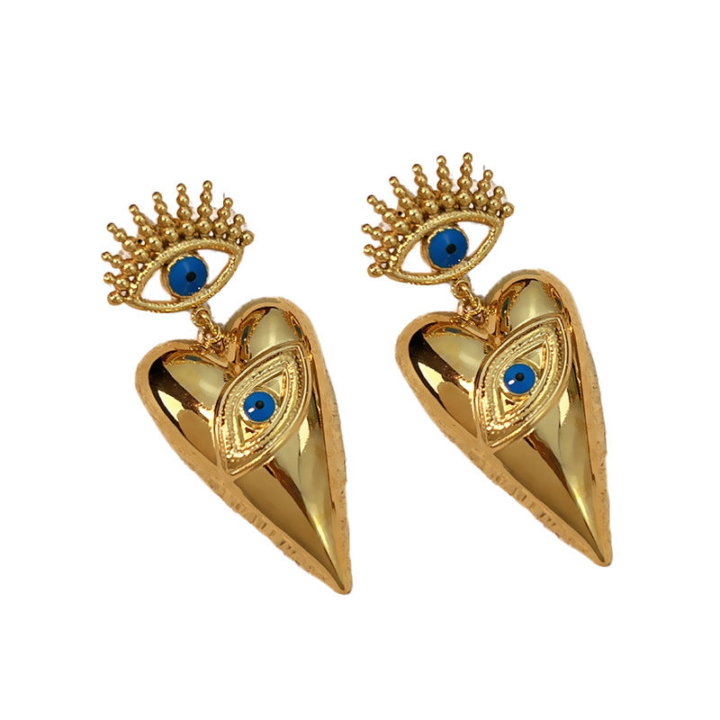 Wholesale 18k gold stainless steel oil drop devil' s eye love pendant jewelry earrings