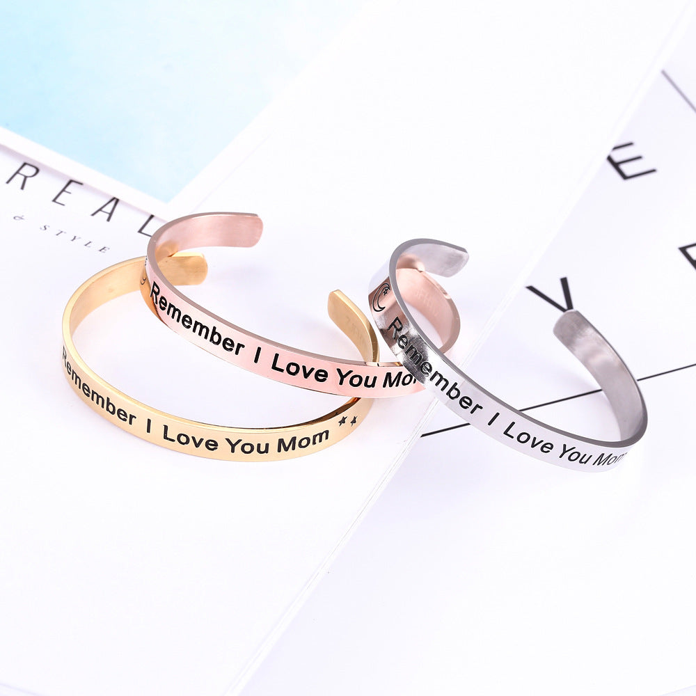 Wholesale  Mother's Day stainless steel C- word bracelet
