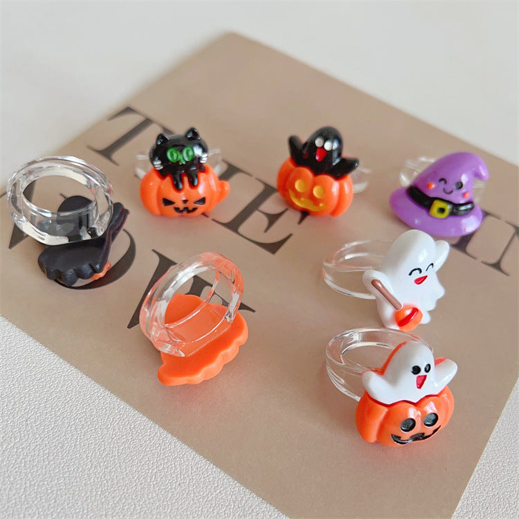 Wholesale Halloween Rings Resin Demon Ghost Pumpkin Rings ACC-RS-Weiw001