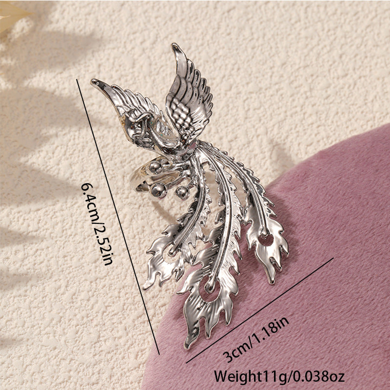 Wholesale Ancient method live mouth phoenix wings ring