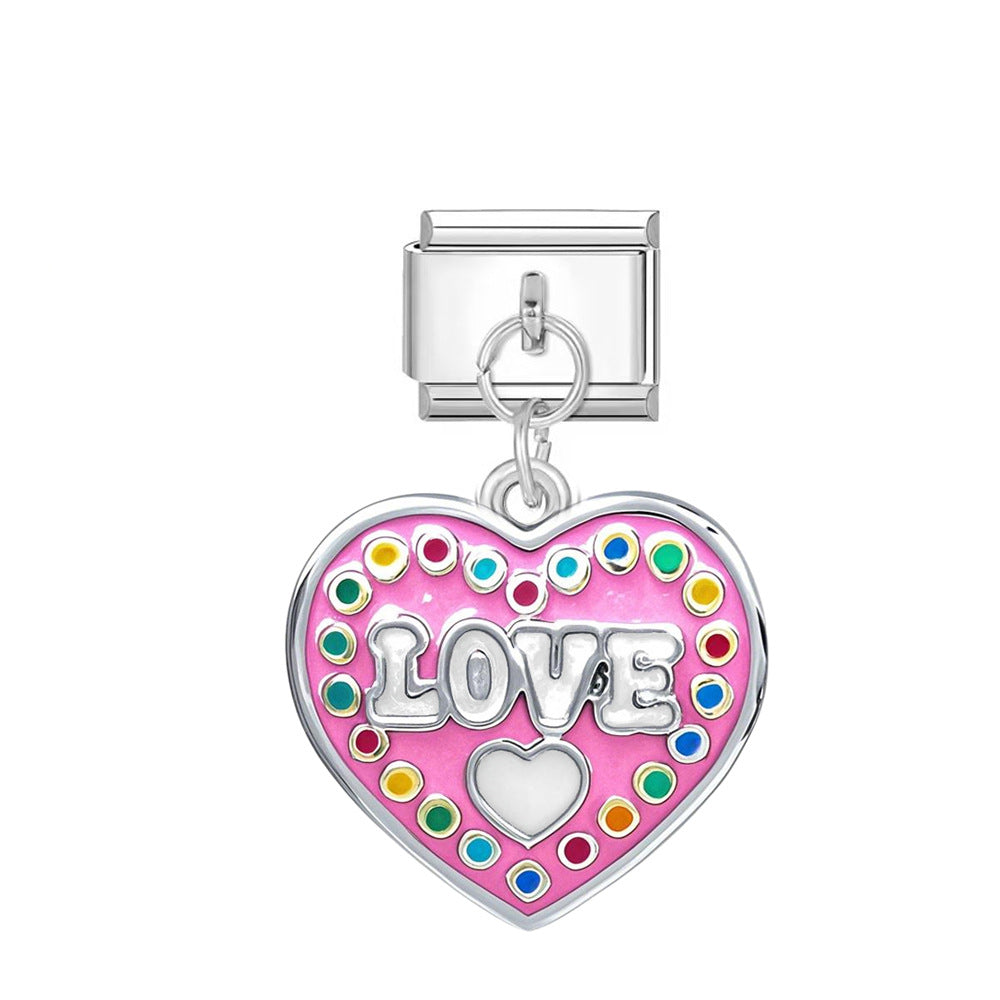 Wholesale  Italian Charm Bracelet 9mm DIY  Letter Heart  Creative Stainless Steel Composable Bracelet