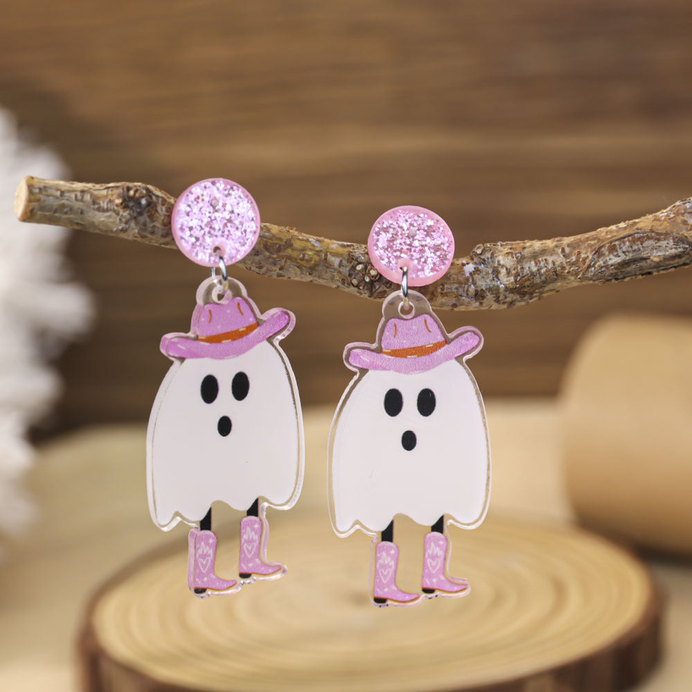 Wholesale Halloween cute pink cartoon ghost pumpkin earrings