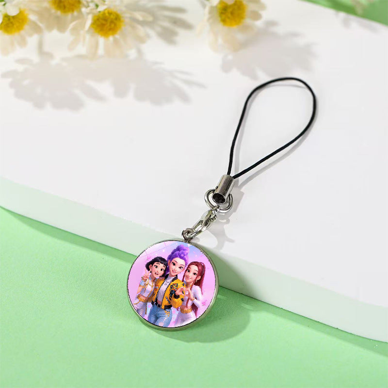 Wholesale Crystal mobile phone chain pendant anime high-value peripheral school bag pendant Keychains kpop