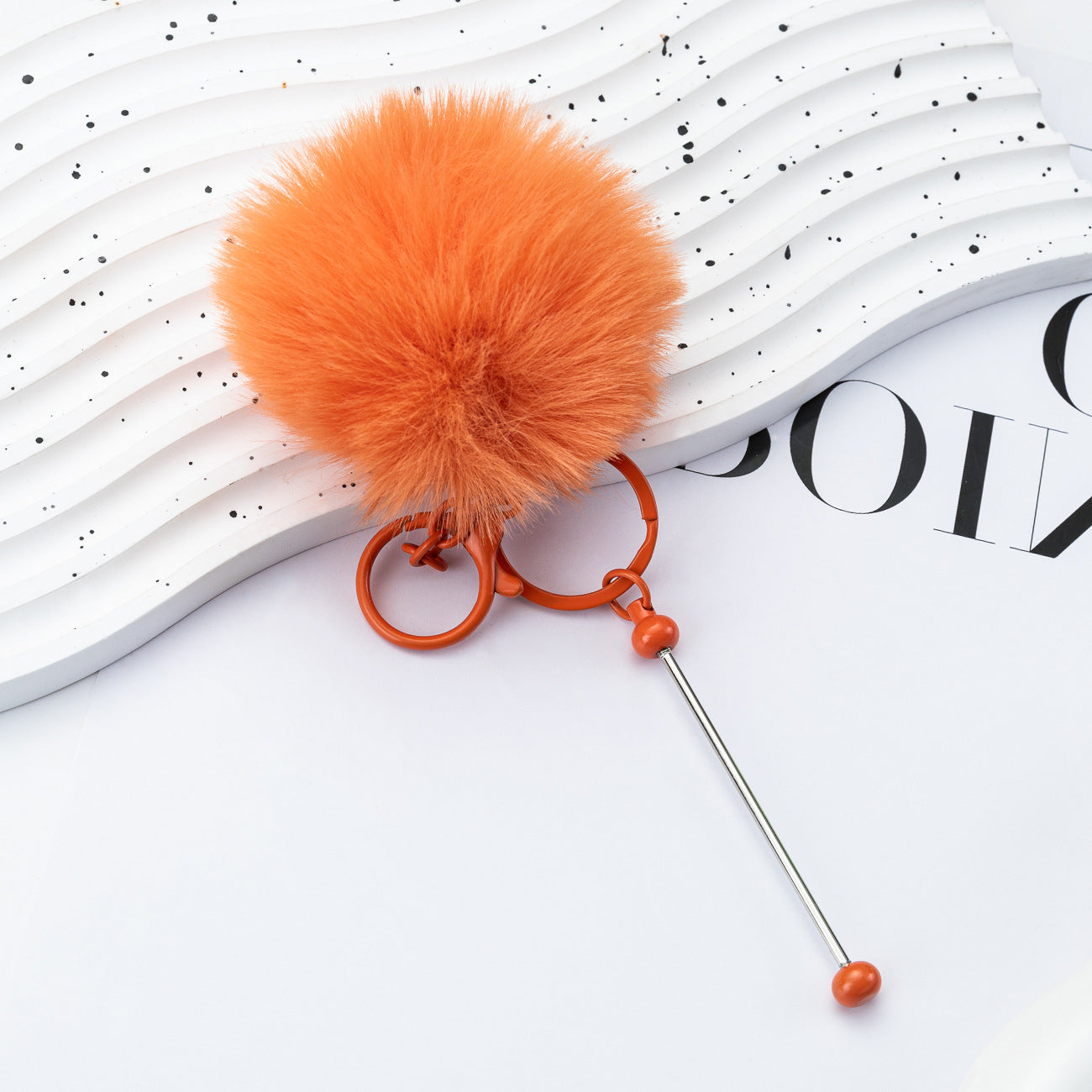 Wholesale DIY Beadable Plush Ball Keychain