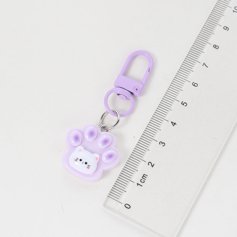 Wholesale Cute shiny cat paw keychain