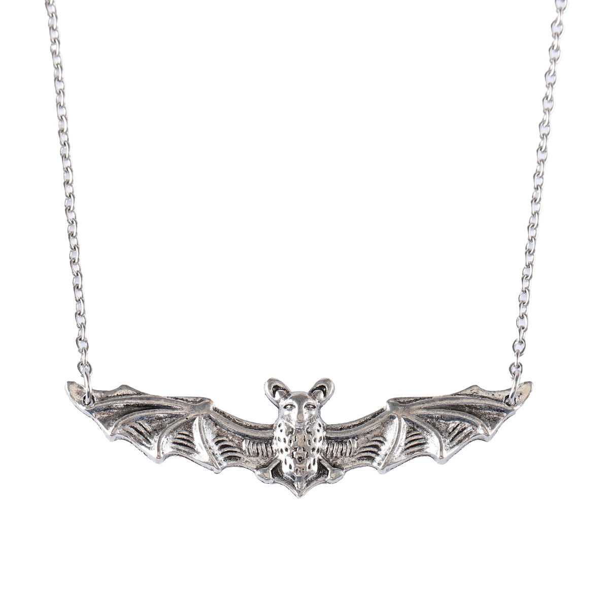 Wholesale Zinc Alloy Ancient Silver Bat Pendant Necklace Gothic  Punk Fashion Accessory Gift