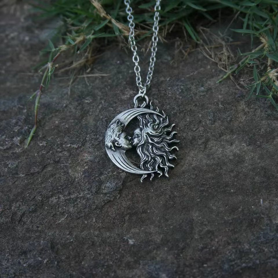 Wholesale Vintage Sun and Moon Kiss Valentine's Day Necklace