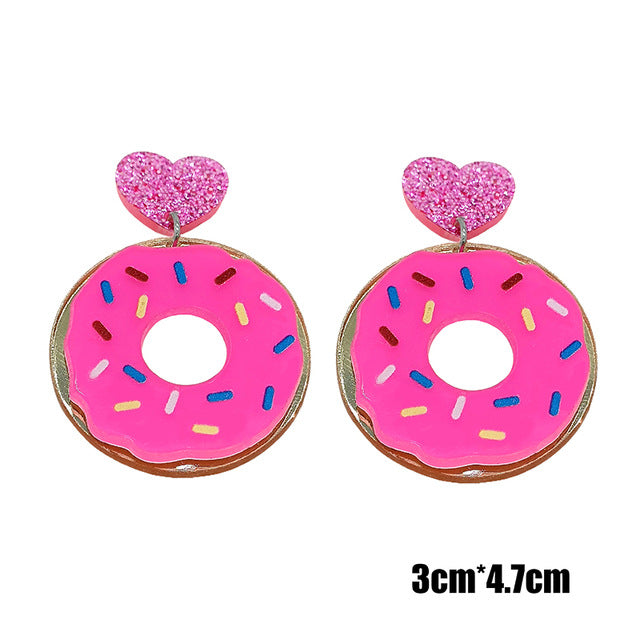 Wholesale Y2K Acrylic Pizza Ice Cream Cake Milk Tea Fried Egg Donut Peanut Butter Sushi Cookie Earrings