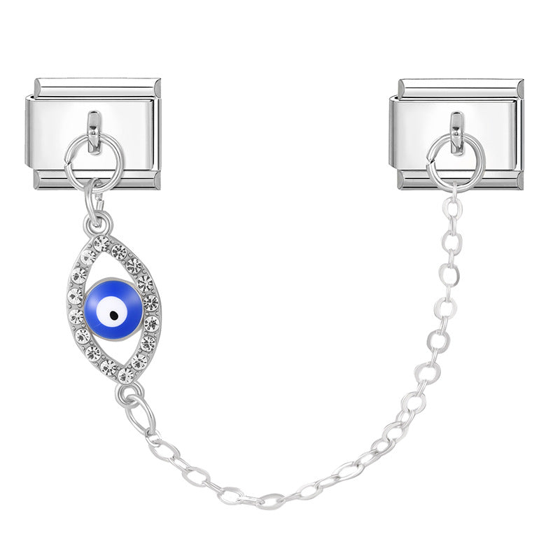 Wholesale 9mm Italian Charm Starter Bracelets DIY eyse double-pendant Creative Stainless Steel Composable Bracelet