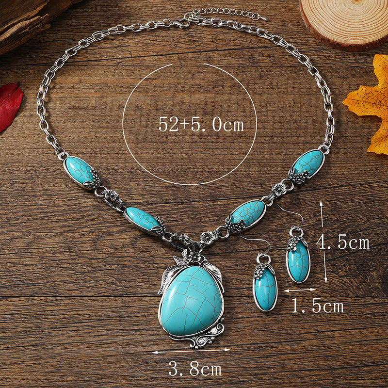 Wholesale Bohemian Ethnic Style Turquoise Head Personalized Short Necklace