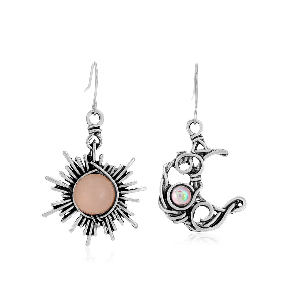 Wholesale Bohemian Style Sun Moon Earrings Geometric Metal Ethnic Wind Vintage Ear Jewelry