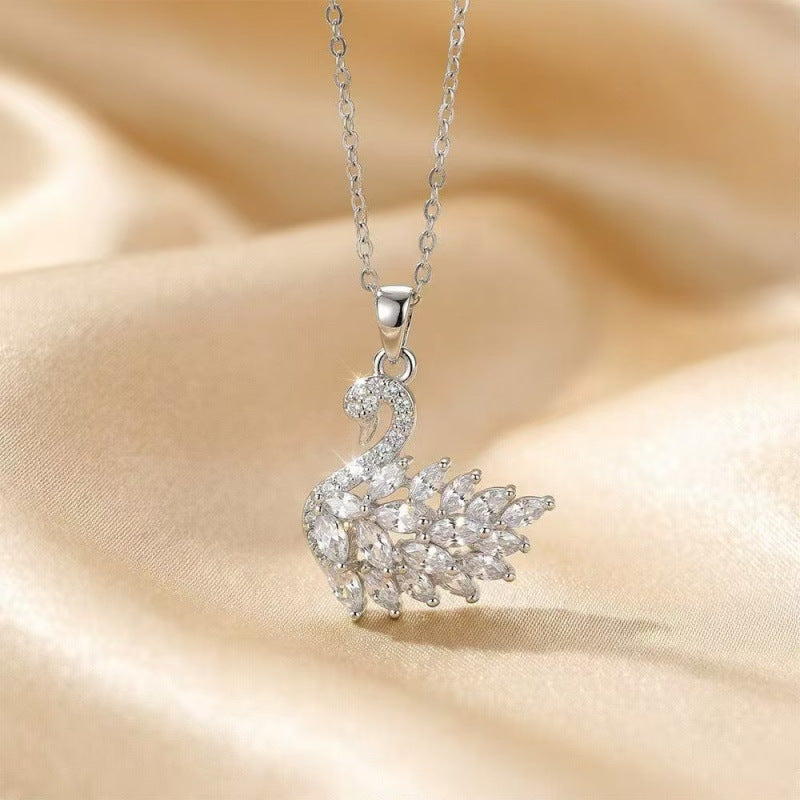 Wholesale Stylish Women S Crystal Swan Alloy Necklace Gold Tone Full Rhinestone Pendant Everyday Party Jewelry Accessory Gift