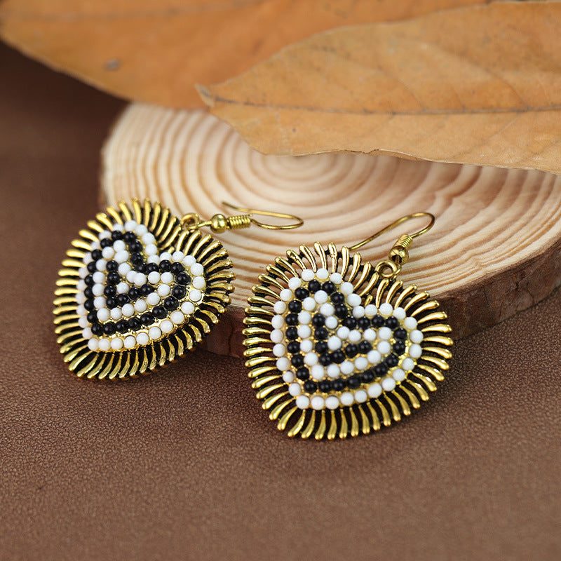 Wholesale Bohemian ethnic style heart-shaped ear hooks