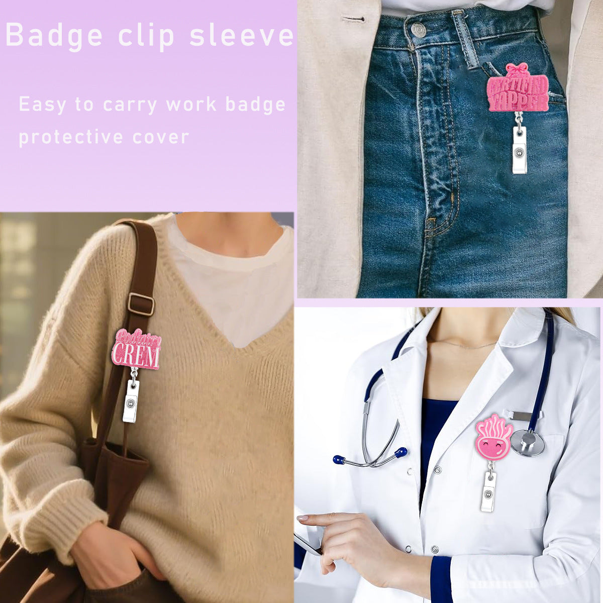 Wholesale etractable name  acrylic English Badge Reels