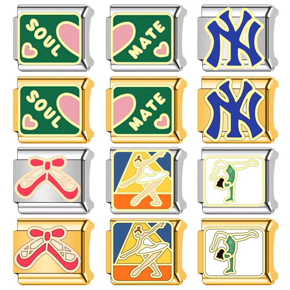 Wholesale   Italian Charm Bracelet 9mm DIY Heart-Shaped Welded Creative Stainless Steel Composable Bracelet