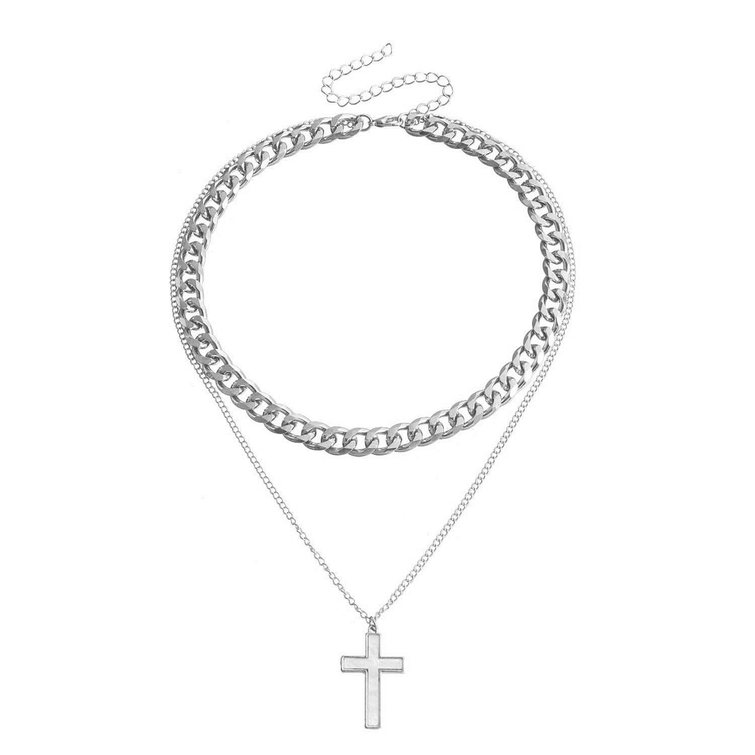 Wholesale Double Layer Geometric Round White Mother-of-pearl Pendant Necklace Choker Necklace ACC-NE-Miaosi007