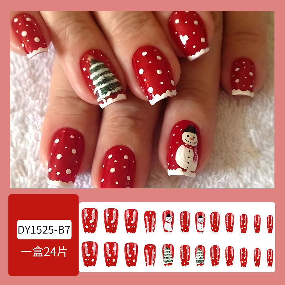 Wholesale 24 Pieces/box Christmas Snowman Nails Kits Nail Stickers ACC-NS-QXJ040