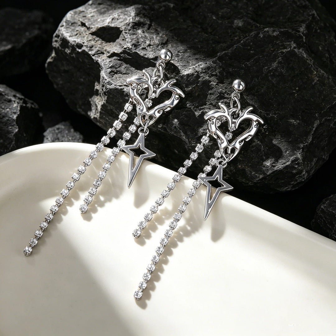 Wholesale Gothic Punk Heart n Cross Teardrop Earrings For Women Vintage Style Jewelry Accessory Party