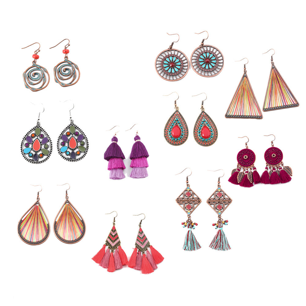 Wholesale Bohemian Tassel Earrings Handmade Zinc Alloy Retro Party Gift