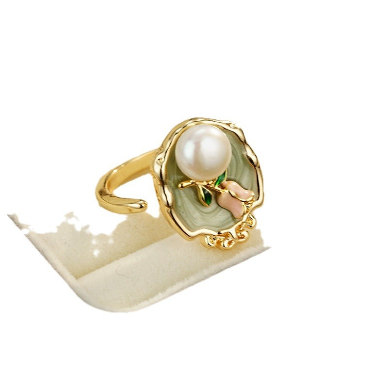 Wholesale oil painting style natural freshwater pearl ring
