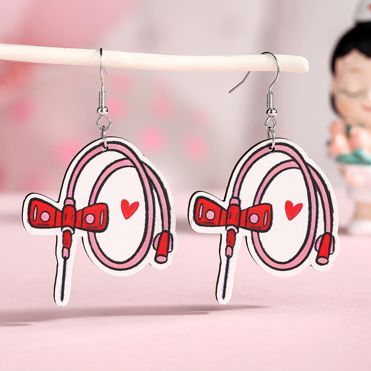 Wholesale  Nurses Festival Wooden Earrings Cute Love Stethoscope Earrings