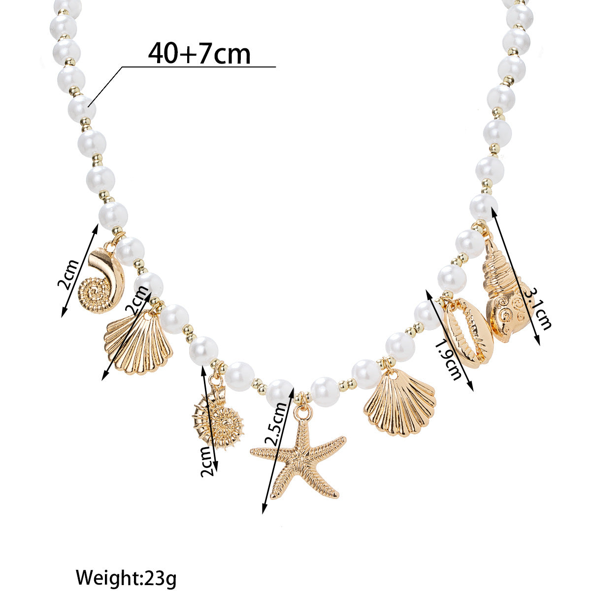 Wholesale Bohemian holiday style alloy starfish alloy conch alloy shell necklace