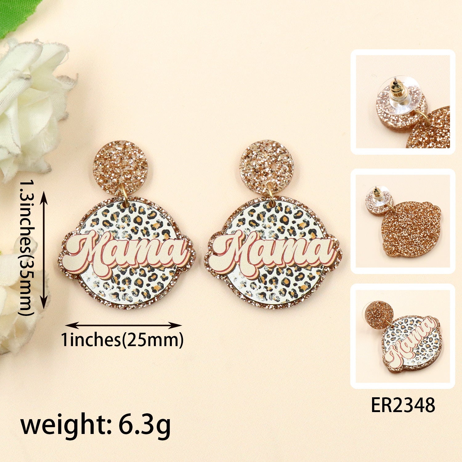 Wholesale  Leopard Mama Earrings Acrylic Jewelry