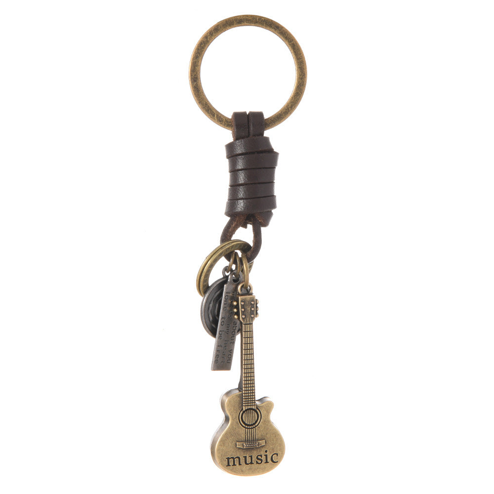 Wholesale Alloy Bronze Ship Anchor Vintage Woven Cowhide Pendant Keychains