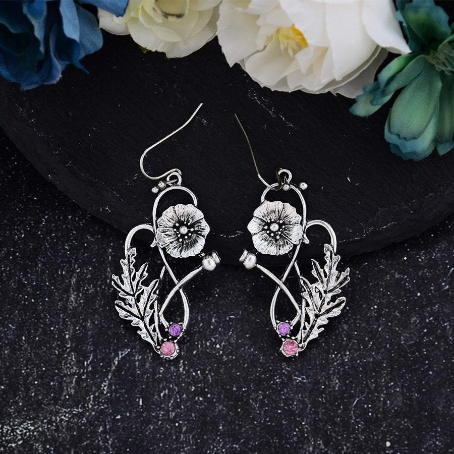 Wholesale Hollow Diamond Flower Earrings