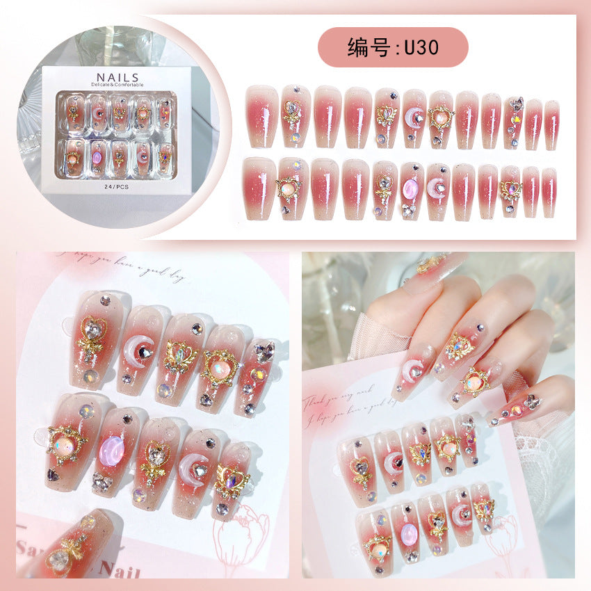 Wholesale 24 Pieces/box Large Diamond Nail Patches Press-on Nails Kits Nail Stickers ACC-NS-DiNa004
