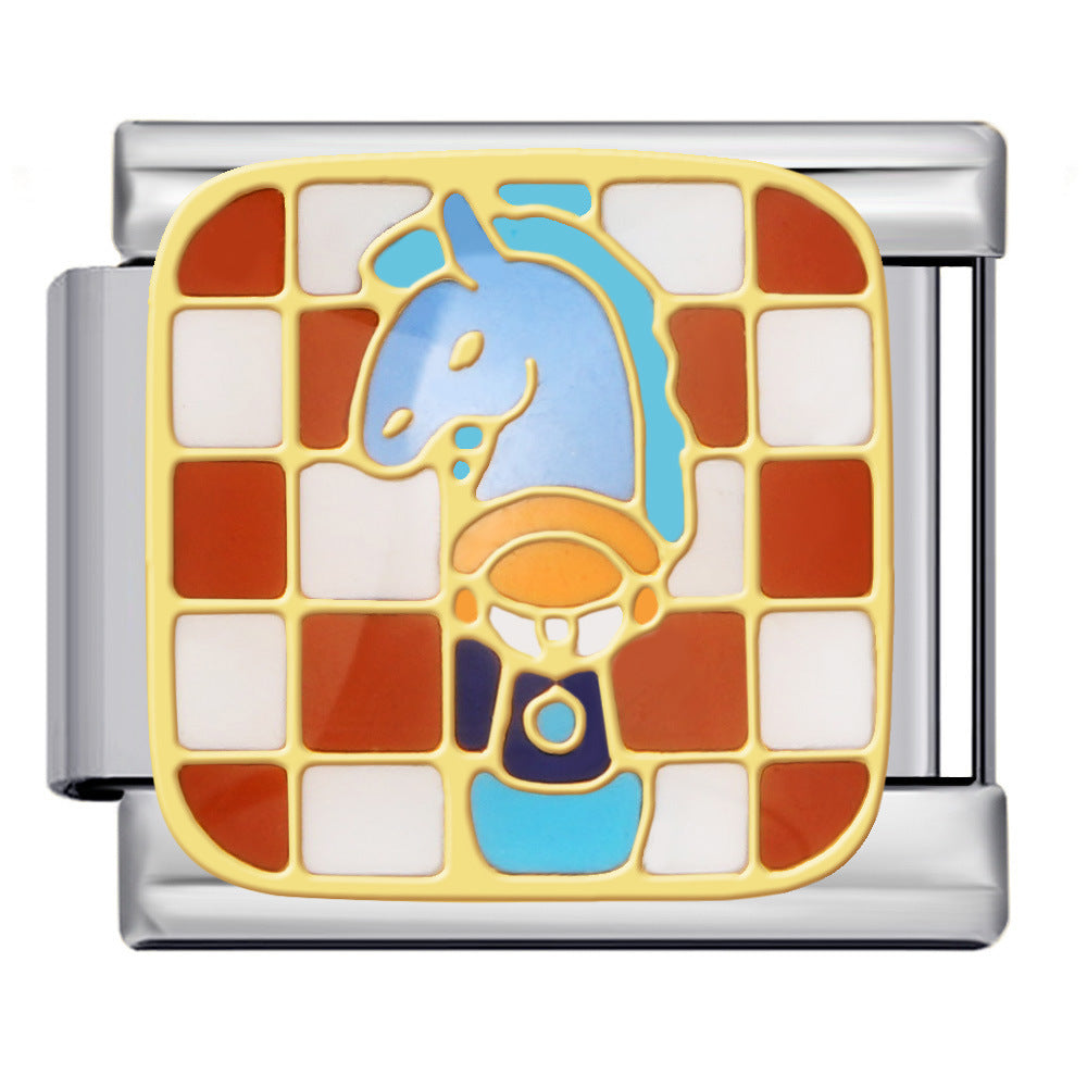 Wholesale 5pcs Italian Charm Bracelet 9mm DIY Splicing Chess Elements Stainless Steel Composable Bracelet