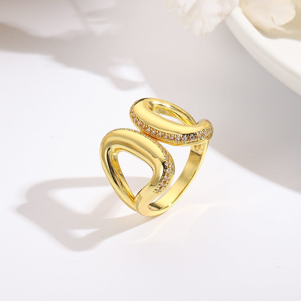 Wholesale 18k copper plated irregular heart-shaped open ring