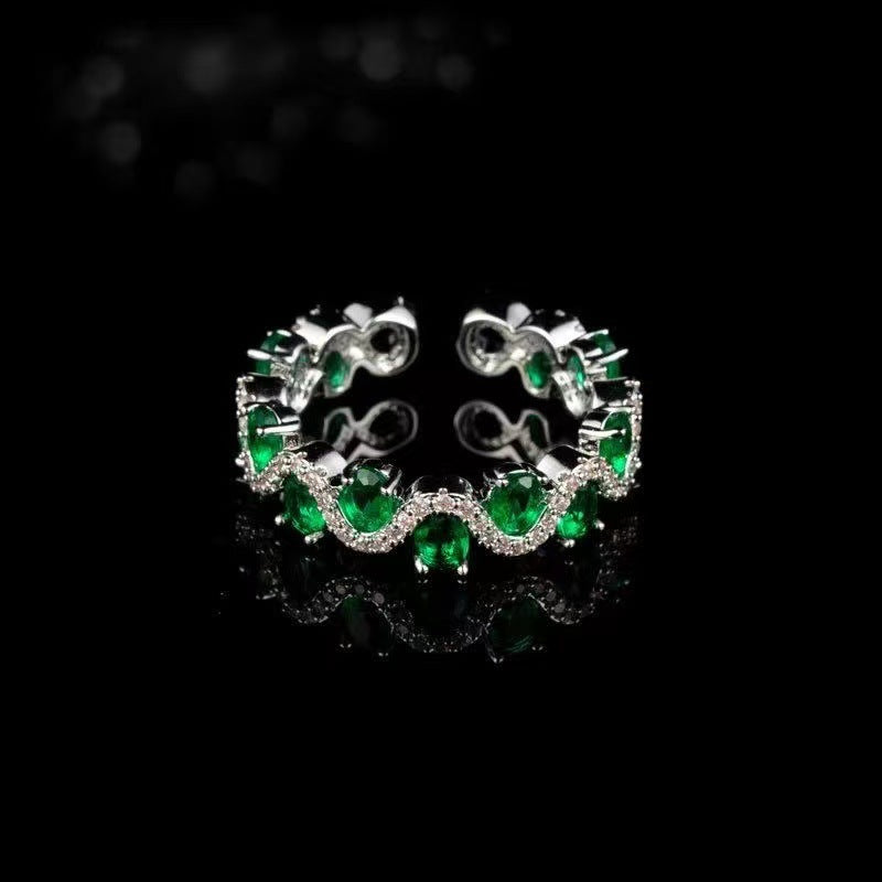 Wholesale French Retro Open Ring with Colorful Crystals Adjustable Fashion Jewelry Accessory