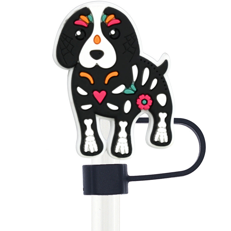 Wholesale Random 100pcs Cartoon Animal 10mm PVC Soft Straw Tube Cap ACC-SCR-RYY098