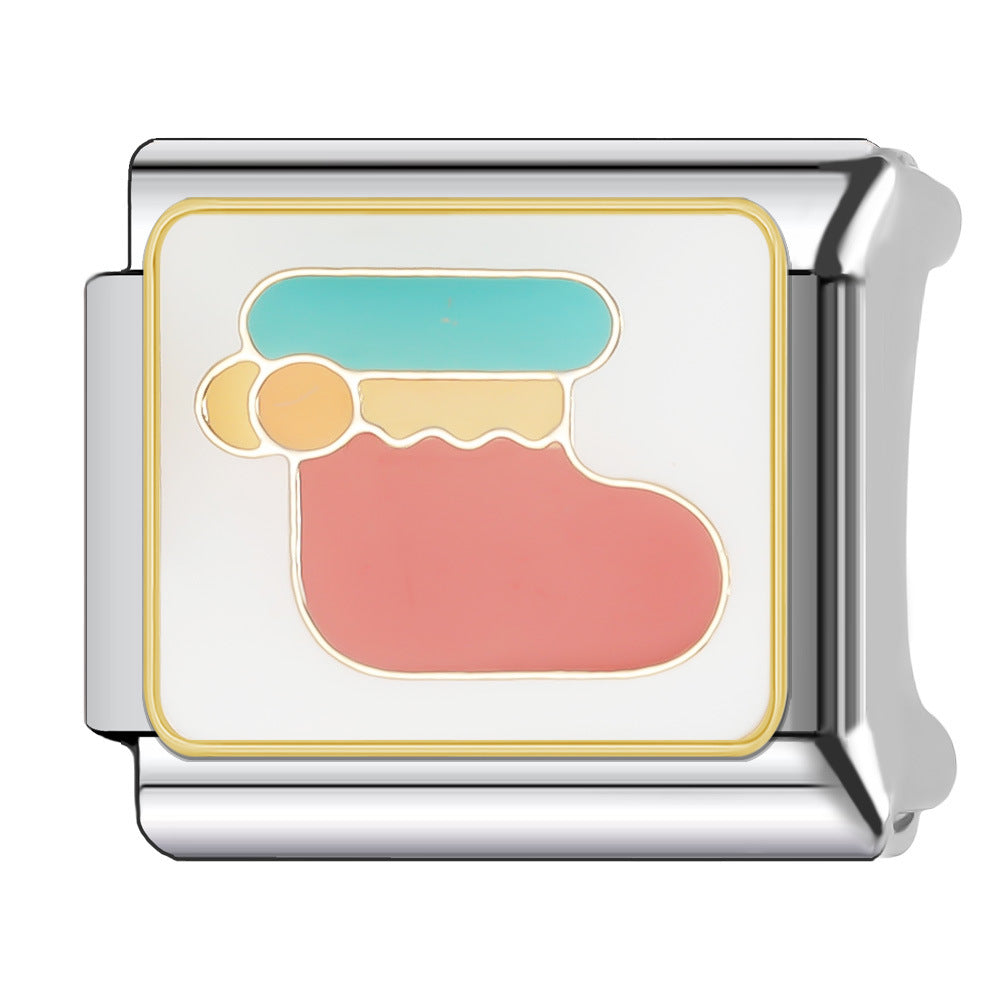 Wholesale Italian Charm Bracelet 9mm DIY Splicing Christmas Series Stainless Steel Composable Bracelet