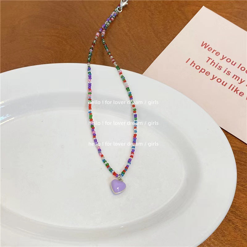 Wholesale candy color love beads necklace less