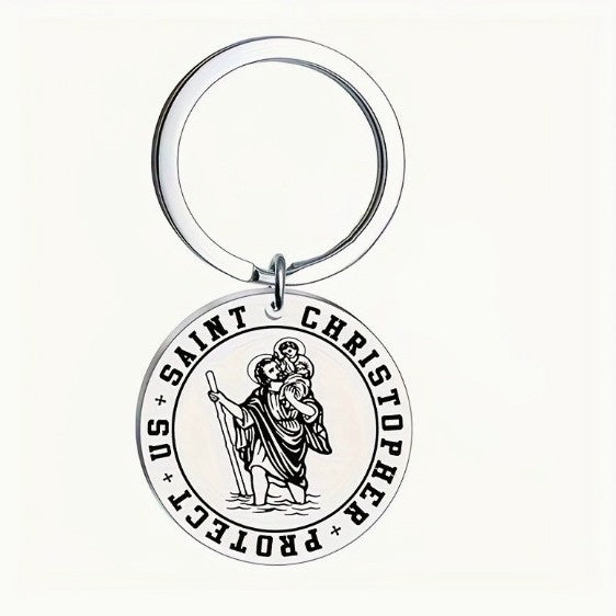 Wholesale Saint Christopher Traveler Keychain Stainless Steel Car Key Accessory Gift