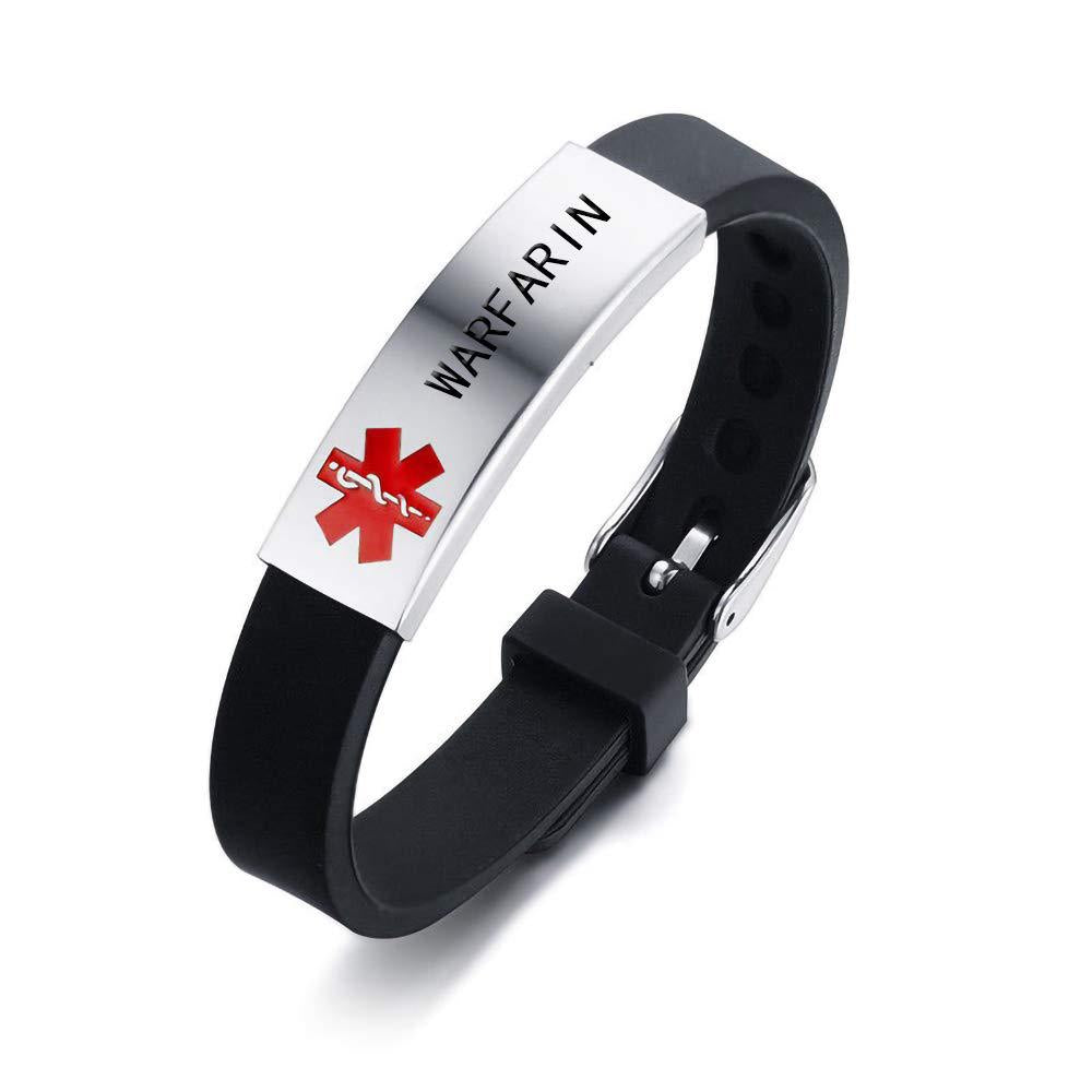Wholesale curved silicone medical logo stainless steel bracelet