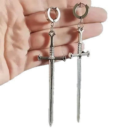 Wholesale Alloy Electroplated Retro Sword Earrings Trendy Unisex Fashion Accessory
