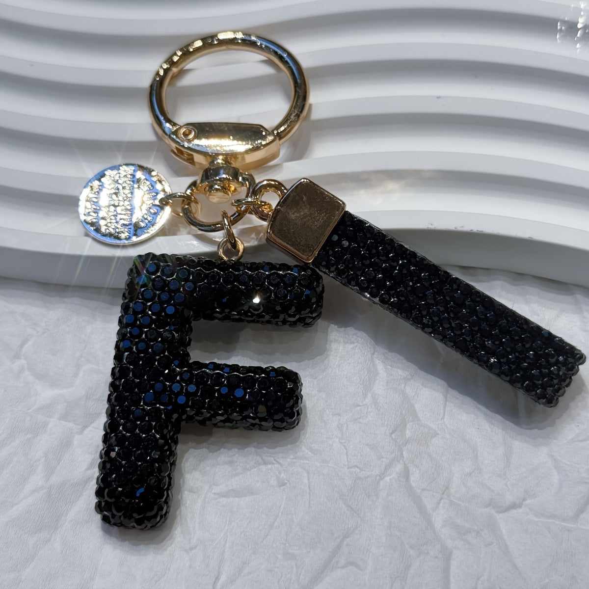 Wholesale Chic Rhinestone Letter Keychain Metal Electroplating Fashion Accessory Bag Charm Car Key