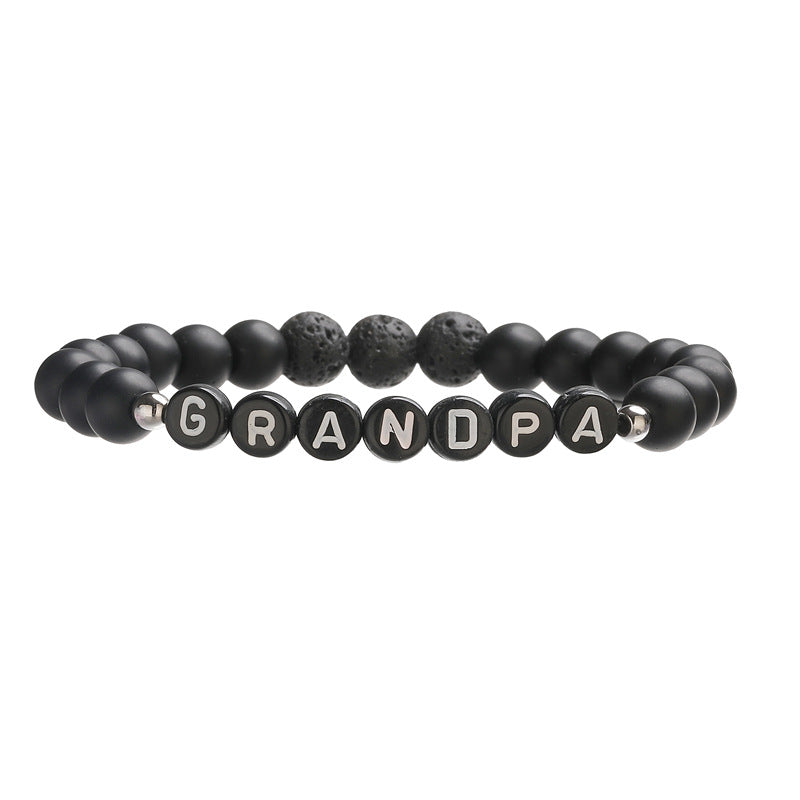 Wholesale European Style 8Mm Natural Stone DAD Letter Beaded Bracelet Father S Day Gift Elastic Cord Jewelry Accessory