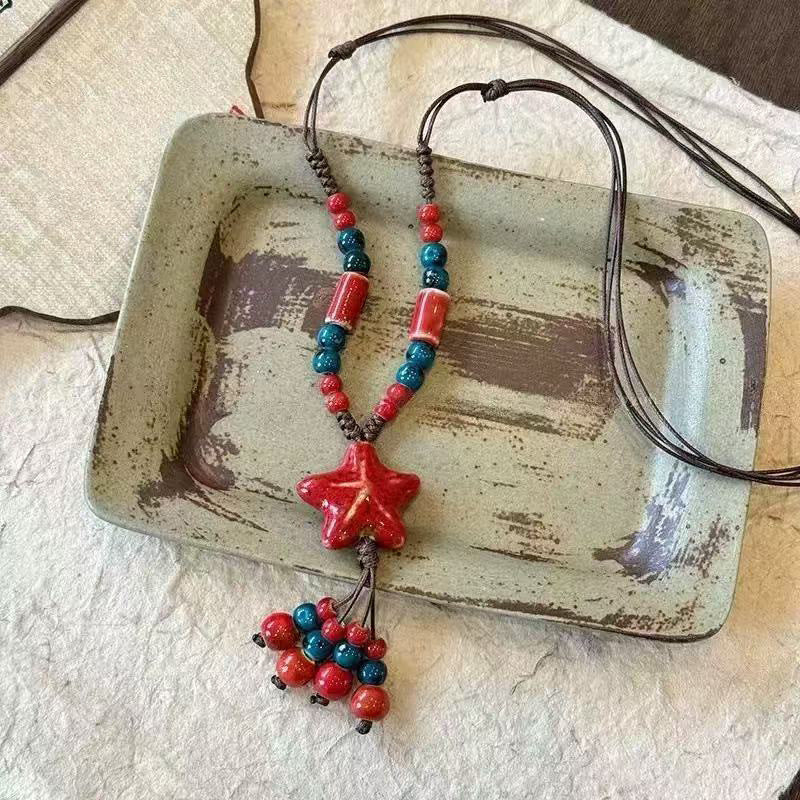 Wholesale Bohemian Starfish Ceramic Necklace